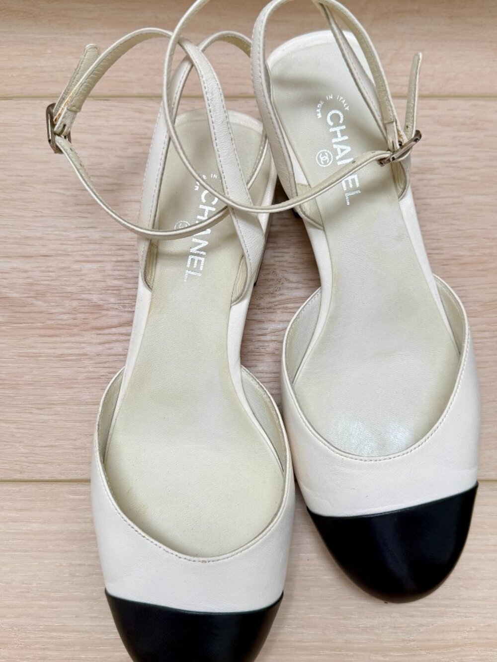 Chanel slingback two tone pump